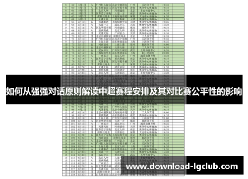 如何从强强对话原则解读中超赛程安排及其对比赛公平性的影响 如何从强强对话原则解读中超赛程安排及其对比赛公平性的影响